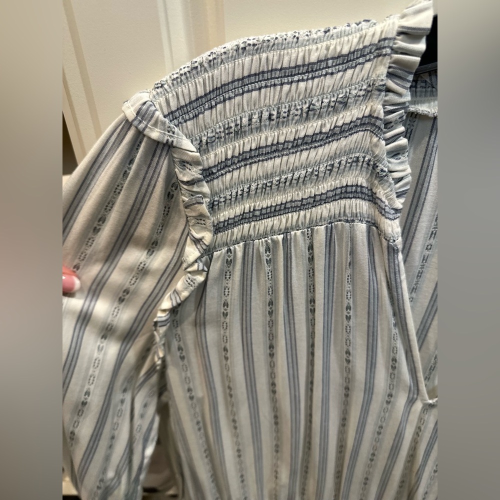 Paige Kylenn long sleeve tie waist flounce hem striped dress size Large- MINT - Picture 2 of 11